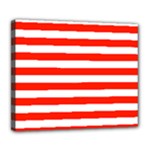 Horizontal Stripes - White and Ferrari Red Deluxe Canvas 24  x 20  (Stretched)