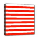 Horizontal Stripes - White and Ferrari Red Mini Canvas 8  x 8  (Stretched)