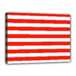 Horizontal Stripes - White and Ferrari Red Canvas 16  x 12  (Stretched)