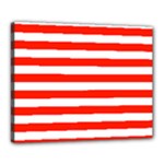Horizontal Stripes - White and Ferrari Red Canvas 20  x 16  (Stretched)