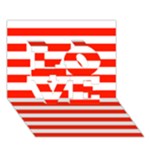 Horizontal Stripes - White and Ferrari Red LOVE 3D Greeting Card (7x5)