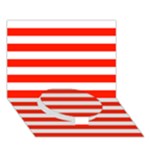Horizontal Stripes - White and Ferrari Red Circle Bottom 3D Greeting Card (7x5)