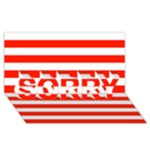 Horizontal Stripes - White and Ferrari Red SORRY 3D Greeting Card (8x4)