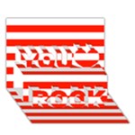 Horizontal Stripes - White and Ferrari Red You Rock 3D Greeting Card (7x5)