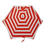 Horizontal Stripes - White and Ferrari Red Mini Umbrella