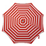 Horizontal Stripes - White and Ferrari Red Hook Handle Umbrella (Medium)