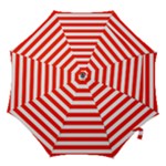 Horizontal Stripes - White and Ferrari Red Hook Handle Umbrella (Large)