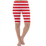 Horizontal Stripes - White and Red Cropped Leggings