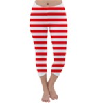 Horizontal Stripes - White and Red Capri Winter Leggings