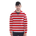 Horizontal Stripes - White and Red Wind Breaker (Men)