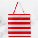 Horizontal Stripes - White and Red Grocery Tote Bag