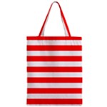 Horizontal Stripes - White and Red Zipper Classic Tote Bag