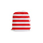 Horizontal Stripes - White and Red Drawstring Pouch (S)
