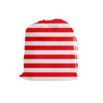 Horizontal Stripes - White and Red Drawstring Pouch (L)