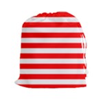 Horizontal Stripes - White and Red Drawstring Pouch (XXl)