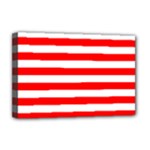 Horizontal Stripes - White and Red Deluxe Canvas 18  x 12  (Stretched)