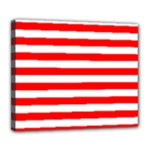 Horizontal Stripes - White and Red Deluxe Canvas 24  x 20  (Stretched)