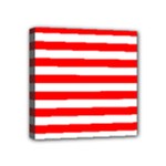 Horizontal Stripes - White and Red Mini Canvas 4  x 4  (Stretched)
