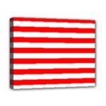 Horizontal Stripes - White and Red Canvas 10  x 8  (Stretched)