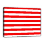 Horizontal Stripes - White and Red Canvas 16  x 12  (Stretched)