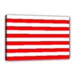 Horizontal Stripes - White and Red Canvas 18  x 12  (Stretched)
