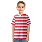 Horizontal Stripes - White and Alizarin Red Kid s Sport Mesh Tee