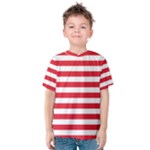 Horizontal Stripes - White and Alizarin Red Kid s Cotton Tee