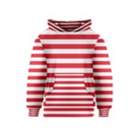 Horizontal Stripes - White and Alizarin Red Kid s Pullover Hoodie