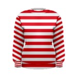 Horizontal Stripes - White and Alizarin Red Women s Sweatshirt