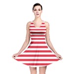 Horizontal Stripes - White and Alizarin Red Reversible Skater Dress