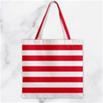 Horizontal Stripes - White and Alizarin Red Zipper Grocery Tote Bag