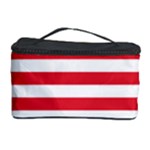 Horizontal Stripes - White and Alizarin Red Cosmetic Storage Case