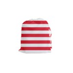 Horizontal Stripes - White and Alizarin Red Drawstring Pouch (S)
