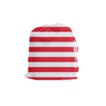 Horizontal Stripes - White and Alizarin Red Drawstring Pouch (M)