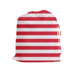 Horizontal Stripes - White and Alizarin Red Drawstring Pouch (XL)