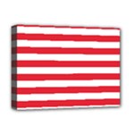 Horizontal Stripes - White and Alizarin Red Deluxe Canvas 16  x 12  (Stretched)