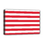 Horizontal Stripes - White and Alizarin Red Deluxe Canvas 18  x 12  (Stretched)