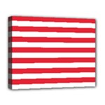 Horizontal Stripes - White and Alizarin Red Deluxe Canvas 20  x 16  (Stretched)