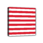 Horizontal Stripes - White and Alizarin Red Mini Canvas 4  x 4  (Stretched)