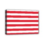 Horizontal Stripes - White and Alizarin Red Mini Canvas 7  x 5  (Stretched)