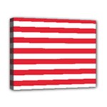 Horizontal Stripes - White and Alizarin Red Canvas 10  x 8  (Stretched)
