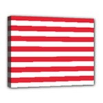 Horizontal Stripes - White and Alizarin Red Canvas 14  x 11  (Stretched)