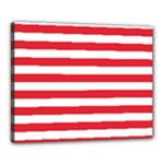 Horizontal Stripes - White and Alizarin Red Canvas 20  x 16  (Stretched)