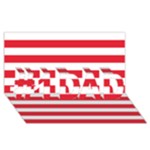 Horizontal Stripes - White and Alizarin Red #1 DAD 3D Greeting Card (8x4)