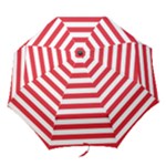 Horizontal Stripes - White and Alizarin Red Folding Umbrella