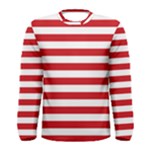 Horizontal Stripes - White and Fire Engine Red Men s Long Sleeve T-shirt