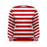Horizontal Stripes - White and Fire Engine Red Women s Sweatshirt