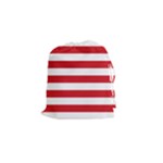 Horizontal Stripes - White and Fire Engine Red Drawstring Pouch (S)
