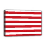 Horizontal Stripes - White and Fire Engine Red Deluxe Canvas 18  x 12  (Stretched)