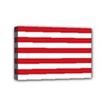 Horizontal Stripes - White and Fire Engine Red Mini Canvas 6  x 4  (Stretched)